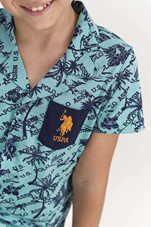 U.S. Polo Assn Lisanslı Palm Mat Yeşil Genç Erkek Gömlek Pijama
