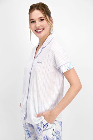 Pierre Cardin Floral Pattern Lila Kadın Gömlek Pijama