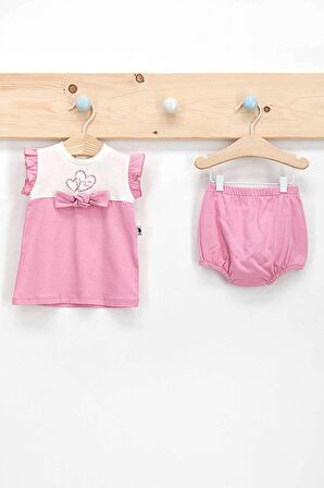 U.S. Polo Assn Lisanslı Ribbon Krem Kız Bebek 2Li Elbise Takım