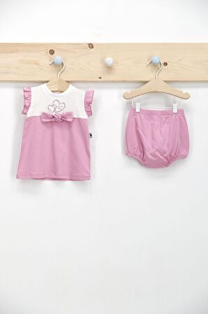 U.S. Polo Assn Lisanslı Ribbon Krem Kız Bebek 2Li Elbise Takım