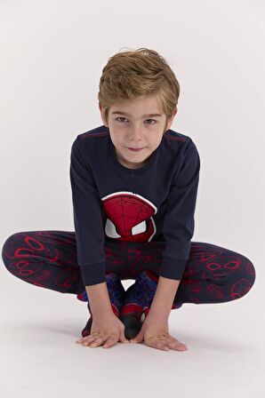 Spiderman Lisanslı Lacivert Erkek Çocuk Pijama Takımı