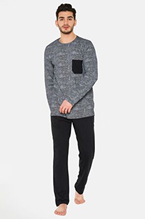 ARNETTA ERKEK SIFIR YAKA PİJAMA TAKIMI SIYAH