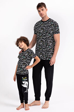 Roly Poly 2738 Siyah Renk Baba Oğul Pijama Takımı
