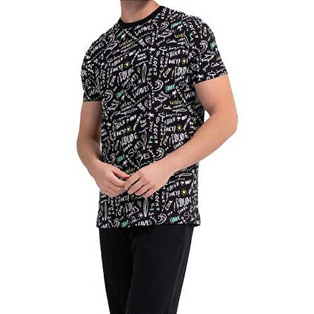 Roly Poly 2738 Siyah Renk Baba Oğul Kısa Kol Pijama Takımı