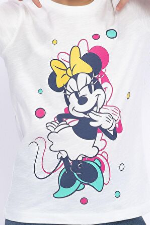 Minnie Mouse Lisanslı Krem Kız Çocuk Şort Takım