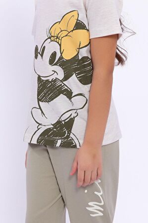 Minnie Mouse Lisanslı Kremmelanj Kız Çocuk Pijama Takımı