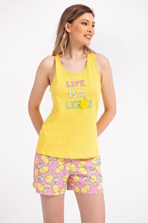 Arnetta Life Is A Lemon Sarı Kadın Şort Takım