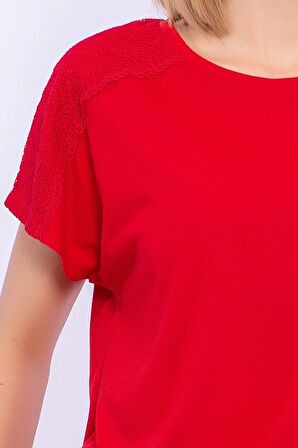 Arnetta Hibiskus Çiçek Desenli Kadın Pijama Takımı 1893 - Kırmızı 