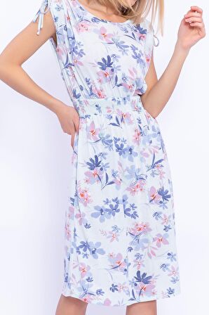 Arnetta Çiçek Desenli Nil Mavisi Kadın Gecelik