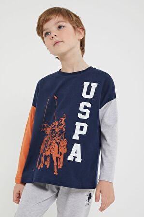 U.s. Polo Assn Lisanslı Horses Lacivert Erkek Çocuk Uzun Kol Pijama Takım