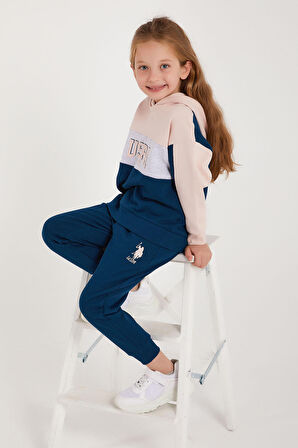 U.S. Polo Assn Lisanslı Pudra Kız Çocuk Kapüşonlu Eşofman Takım