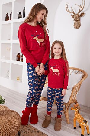 RolyPoly Deer Kırmızı Kadın Uzun Kol Pijama Takım