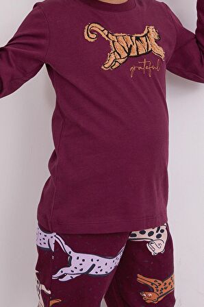 Arnetta Grateful Mor Kız Çocuk Uzun Kol Pijama Takım