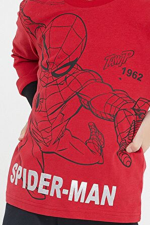 Spider Man Lisanslı Thwip Kırmızı Erkek Çocuk Uzun Kol Pijama Takım