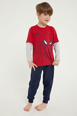 Spider Man Lisanslı Kırmızı Erkek Çocuk Uzun Kol Pijama Takım