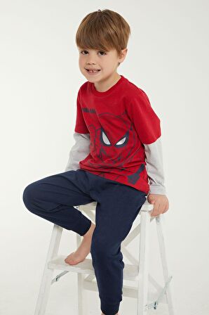 Spider Man Lisanslı Kırmızı Erkek Çocuk Uzun Kol Pijama Takım