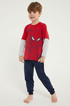 Spider Man Lisanslı Kırmızı Erkek Çocuk Uzun Kol Pijama Takım