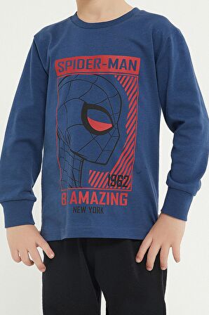 Spider Man Lisanslı Be Amazing Cobalt Mavi Erkek Çocuk Uzun Kol Pijama Takım