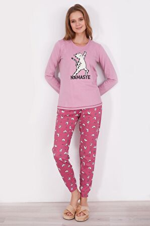 Arnetta Namaste Pembe Kadın Uzun Kol Pijama Takım
