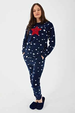 Arnetta Shine Lacivert Kadın Uzun Kol Pijama Takım