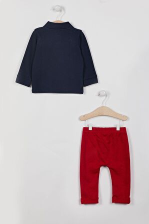 U.S. Polo Assn Lisanslı Yakalı Lacivert Erkek Bebek Uzun Kol Sweatshirt Takım