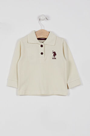 Lisanslı Classic Ekru Bebek Uzun Kol Yakalı Sweatshirt