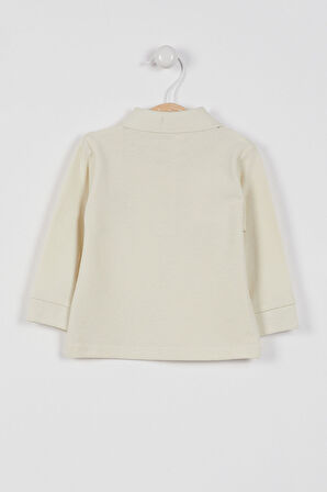 Lisanslı Classic Ekru Bebek Uzun Kol Yakalı Sweatshirt