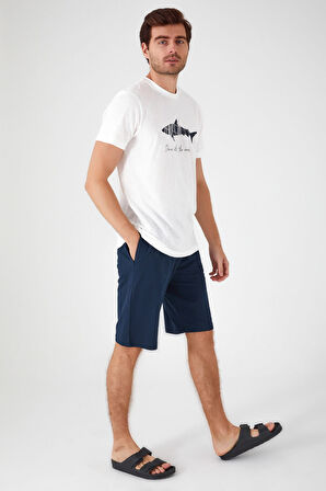 Arnetta Dance With Waves Krem Erkek Bermuda Takım