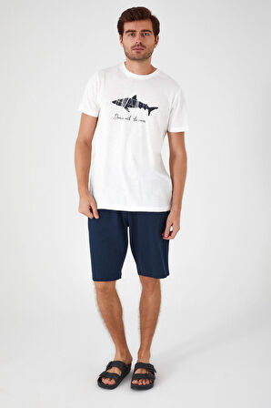 Arnetta Dance With Waves Krem Erkek Bermuda Takım