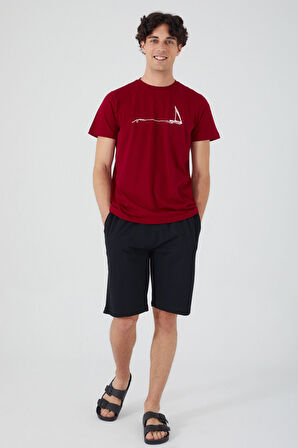Arnetta Keep Sailing Koyu Kırmızı Erkek Bermuda Takım