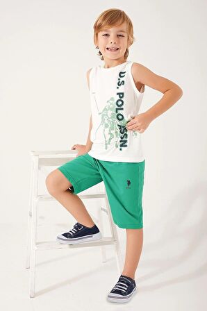 U.S. Polo Assn. Picture Details Krem Erkek Çocuk Bermuda Takım