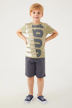 U.S. Polo Assn Big Written Açık Haki Erkek Çocuk Bermuda Takım