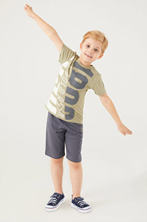 U.S. Polo Assn Big Written Açık Haki Erkek Çocuk Bermuda Takım