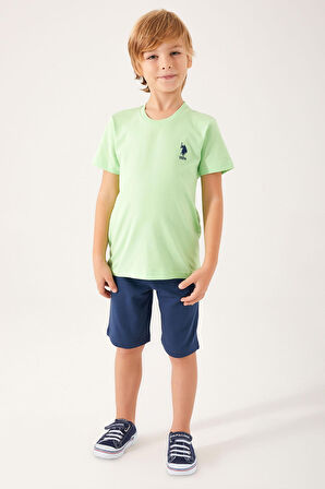 U.S. Polo Assn Natural Soft Parlak Yeşil Erkek Çocuk Bermuda Takım