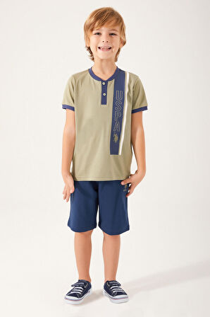 U.S. Polo Assn Button Written Açık Haki Erkek Çocuk Bermuda Takım