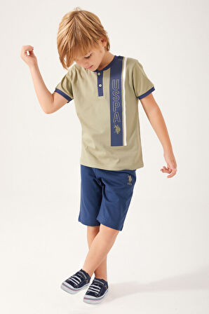 U.S. Polo Assn Button Written Açık Haki Erkek Çocuk Bermuda Takım