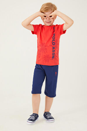 U.S. Polo Assn Pomegranate Flower Nar Rengi Erkek Çocuk Kapri Takım