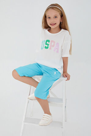 U.S. Polo Assn Round Font Color Beyaz Kız Çocuk Kapri Takım