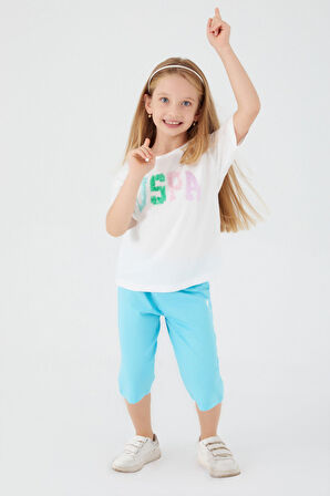 U.S. Polo Assn Round Font Color Beyaz Kız Çocuk Kapri Takım