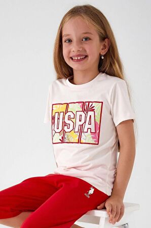U.S. Polo Assn. Colorful Leaves Beyaz Kız Çocuk Kapri Takım