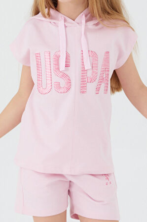 KIZ GARSON ŞORT TAKIM TOZ PEMBE