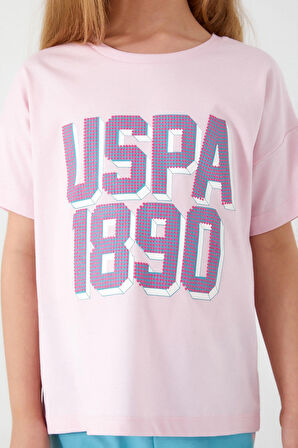 U.S. Polo Assn Point Detail Toz Pembe Kız Çocuk Kapri Takım