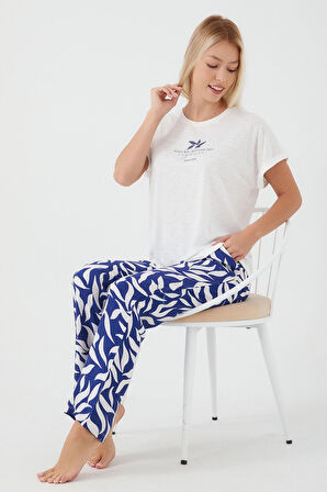 Pierre Cardin Natural Botanicals Beyaz Kadın Kısa Kol Pijama Takım