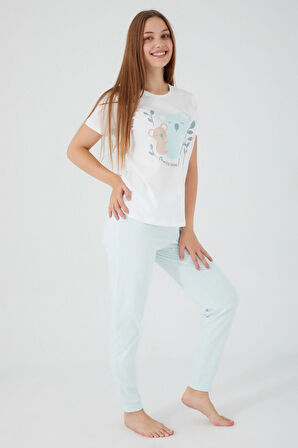 Rolypoly Bears Krem Kadın Kısa Kol Pijama Takım