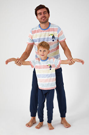 Rolypoly Birds Smile Krem Erkek Kısa Kol Pijama Takım