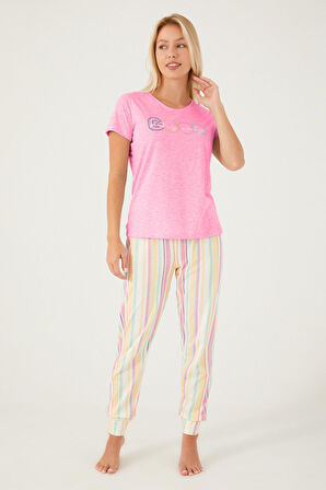Arnetta Good Vibes Only Pembe Kadın Kısa Kol Pijama Takım
