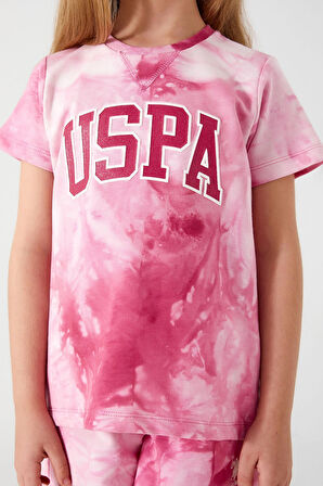 U.S. Polo Assn Pink Font Detail Açık Beyazkız Çocuk Şort Takım
