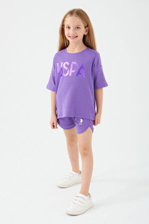 U.S. Polo Assn Sweet Pink Mor Kız Çocuk Şort Takım