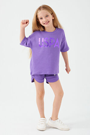 U.S. Polo Assn Sweet Pink Mor Kız Çocuk Şort Takım