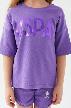 U.S. Polo Assn Sweet Pink Mor Kız Çocuk Şort Takım